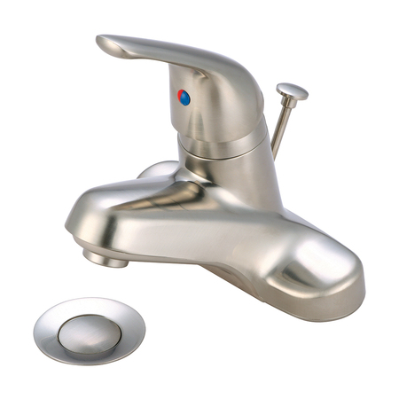 OLYMPIA FAUCETS Single Handle Bathroom Faucet, Compression Hose, Centerset, Nckl, Number of Holes: 3 Hole L-6160H-BN